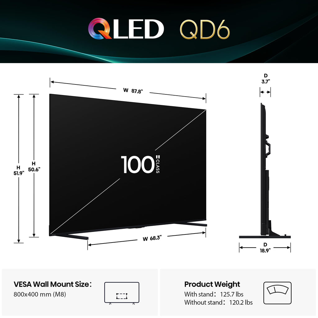 Hisense 100" Class QD6 Series (100QD6QF, 2025 Model) QLED 4K UHD Smart Fire TV, 144Hz, Voice Remote with Alexa, Dolby Vision, Dolby Atmos, Motion Rate 240, HDR 10+, Game Mode Pro, MEMC, VRR, ALLM