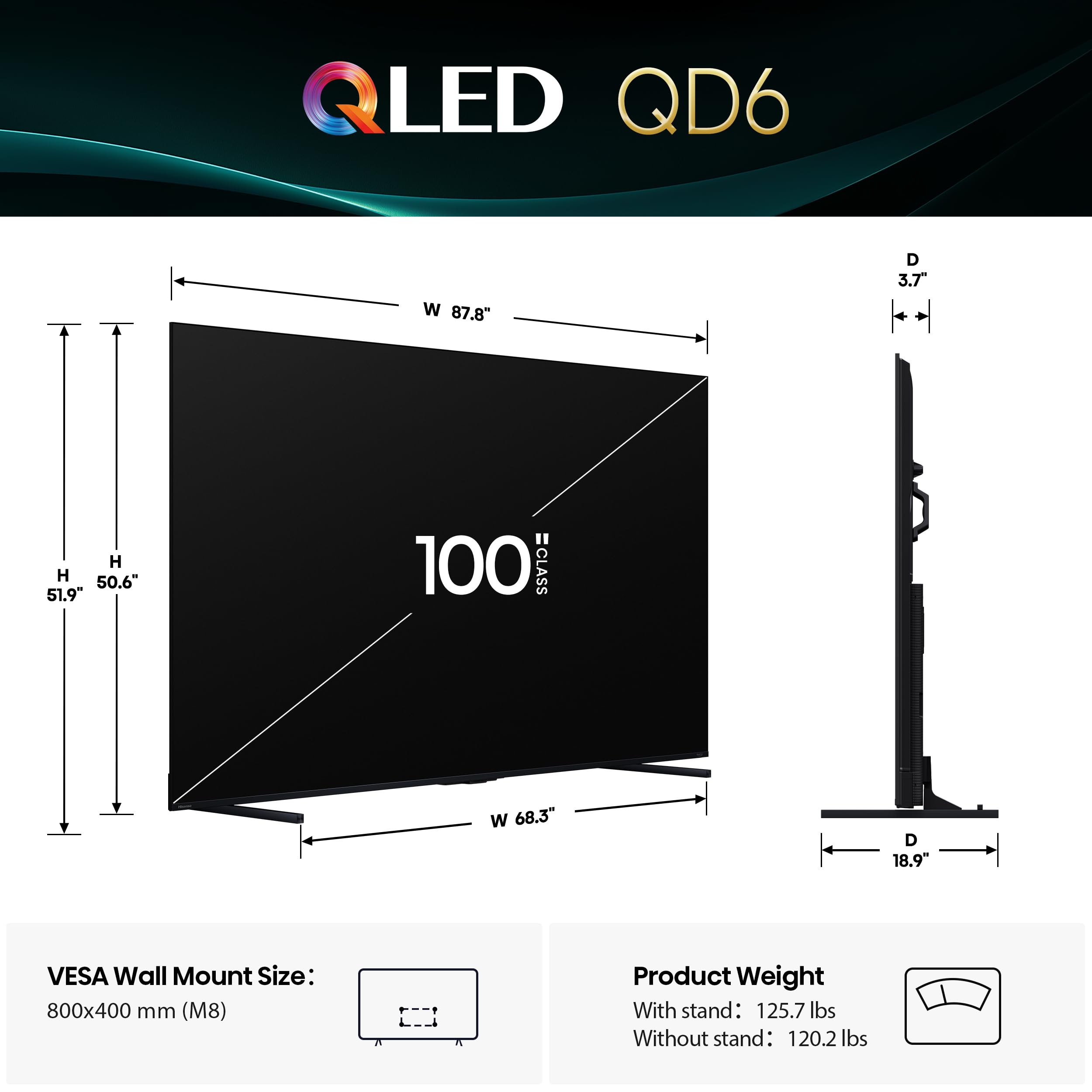 Hisense 100" Class QD6 Series (100QD6QF, 2025 Model) QLED 4K UHD Smart Fire TV, 144Hz, Voice Remote with Alexa, Dolby Vision, Dolby Atmos, Motion Rate 240, HDR 10+, Game Mode Pro, MEMC, VRR, ALLM