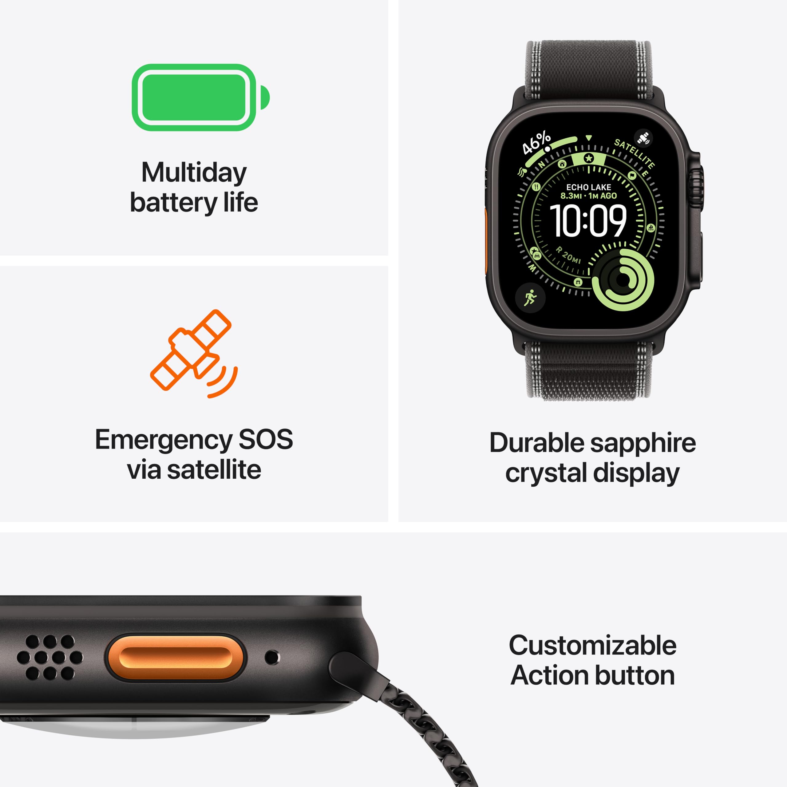 Apple Watch Ultra 3 [GPS + Cellular 49mm] Running & Multisport Smartwatch w/Rugged Titanium Case w/Natural Titanium Milanese Loop - M. Satellite Communications, Advanced Health & Fitness Tracking