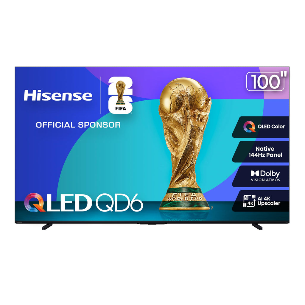 Hisense 100" Class QD6 Series (100QD6QF, 2025 Model) QLED 4K UHD Smart Fire TV, 144Hz, Voice Remote with Alexa, Dolby Vision, Dolby Atmos, Motion Rate 240, HDR 10+, Game Mode Pro, MEMC, VRR, ALLM